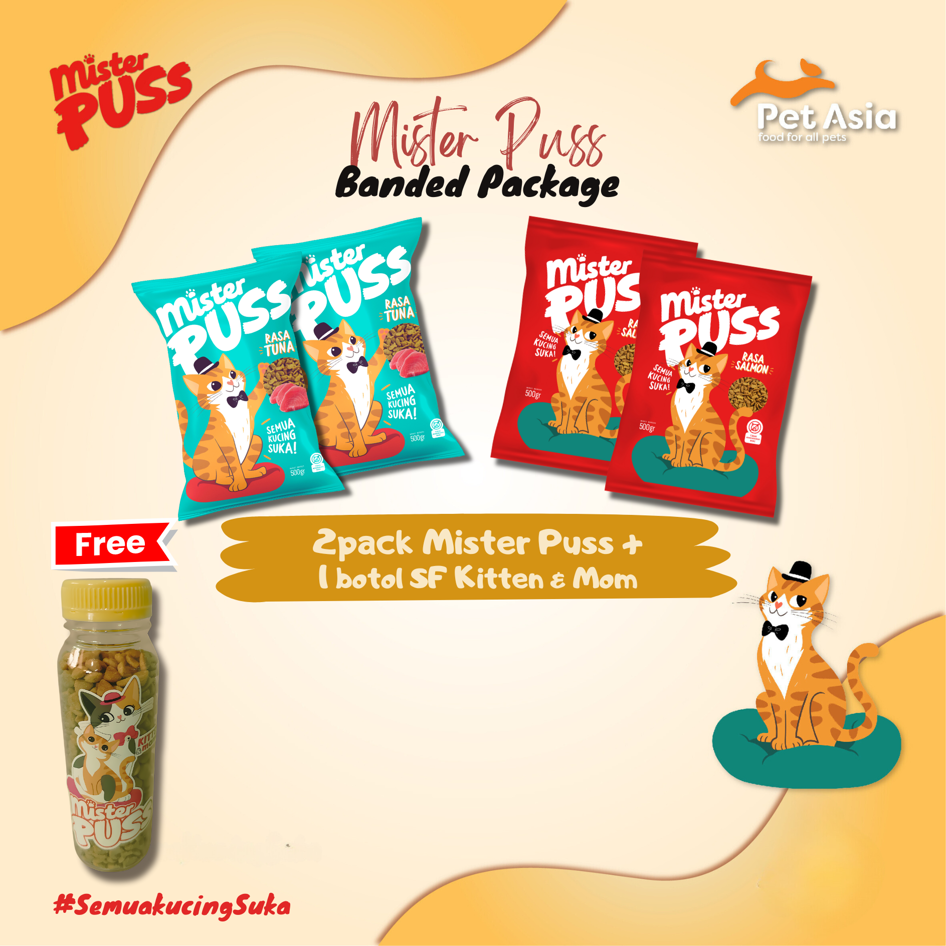2 Pack Mister Puss 500 gr + Botol Street Feeding (Banded Package)