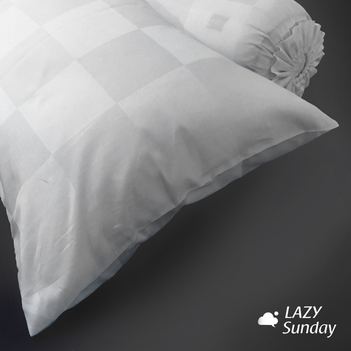 Bed Sheet Set - 100% Cotton Dobby Stripe / Square - LAZY Sunday - Hotel Collection
