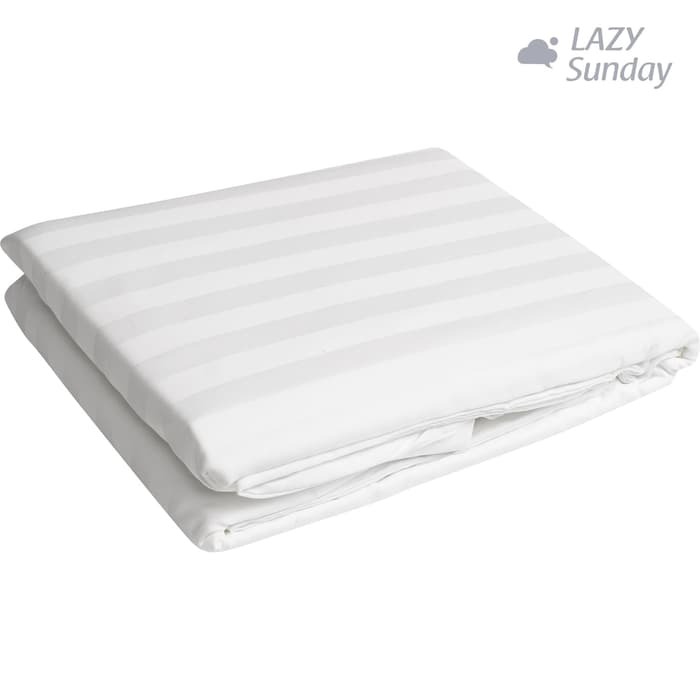 Sprei / Fitted Sheet - 100% Cotton Dobby Stripe / Square - LAZY Sunday - Hotel Collection