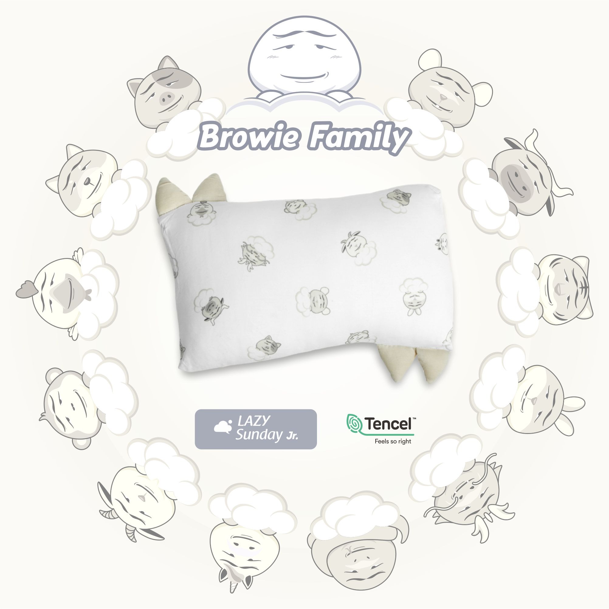 Bantal Guling Bayi / Baby Hug Pillow - Browie Family - LAZY Sunday Jr.