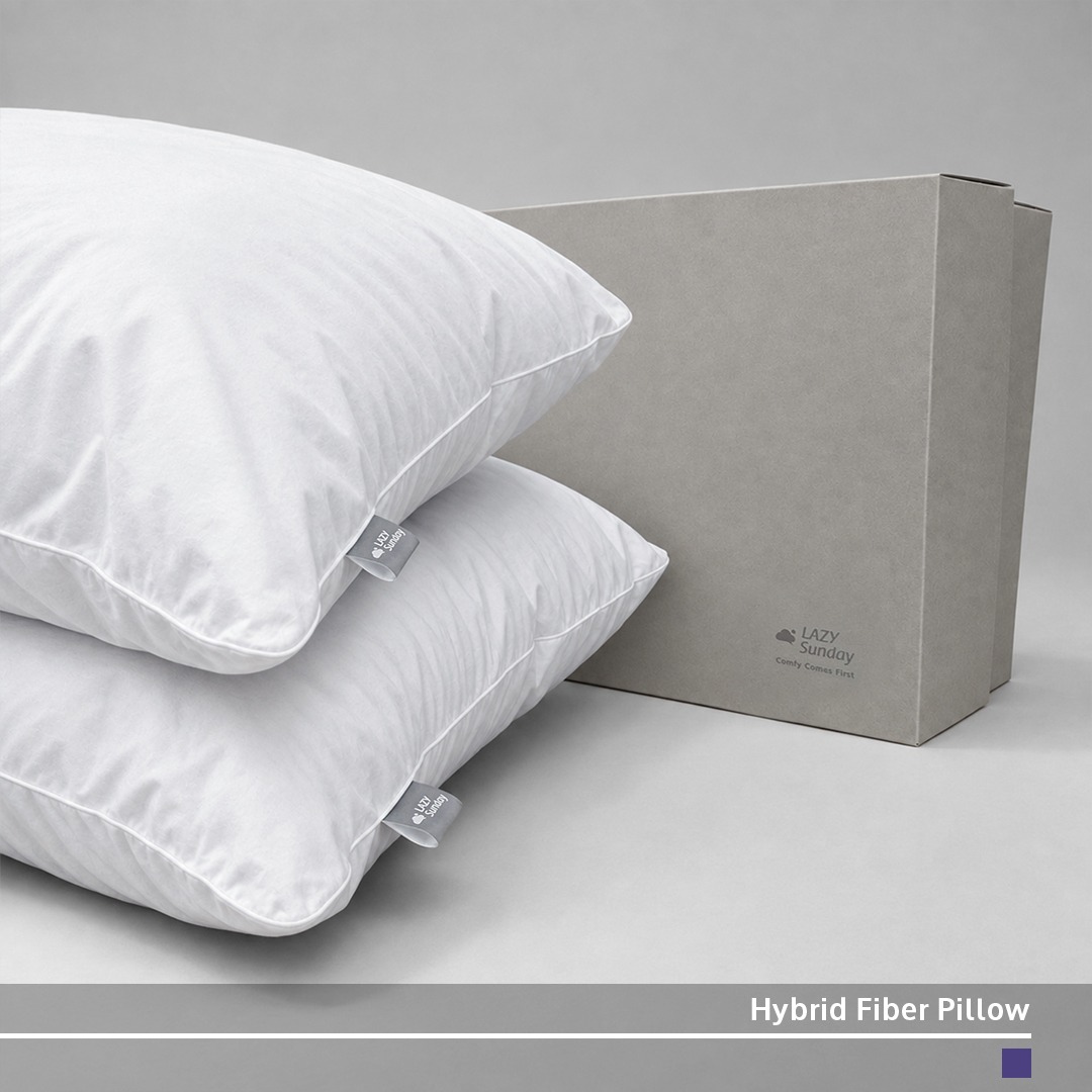 [PAKET BUNDLING] 2 Bantal Tidur - Hybrid Fiber Pillow - Packing Box - LAZY Sunday