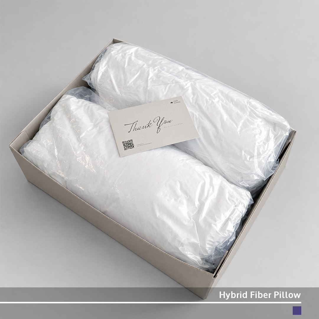 [PAKET BUNDLING] 2 Bantal Tidur - Hybrid Fiber Pillow - Packing Box - LAZY Sunday