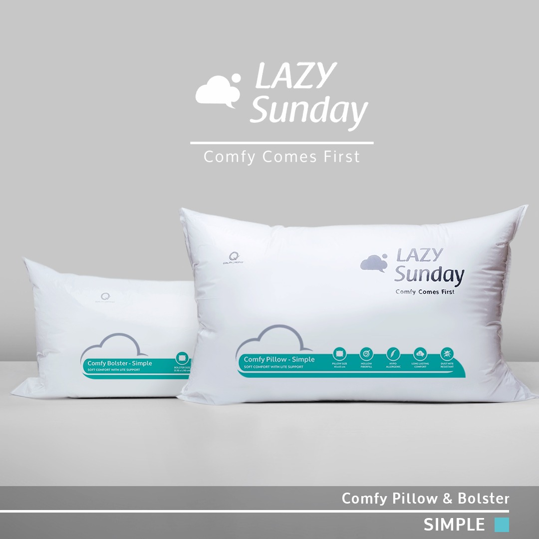 Promo Bundling 1 Bantal & 1 Guling Comfy Simple - LAZY Sunday