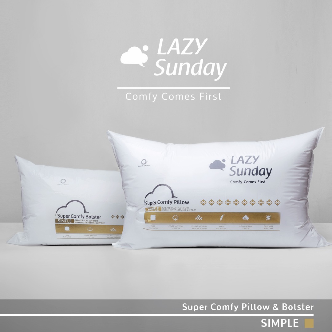 Promo Bundling 1 Bantal & 1 Guling Super Comfy Simple - LAZY Sunday
