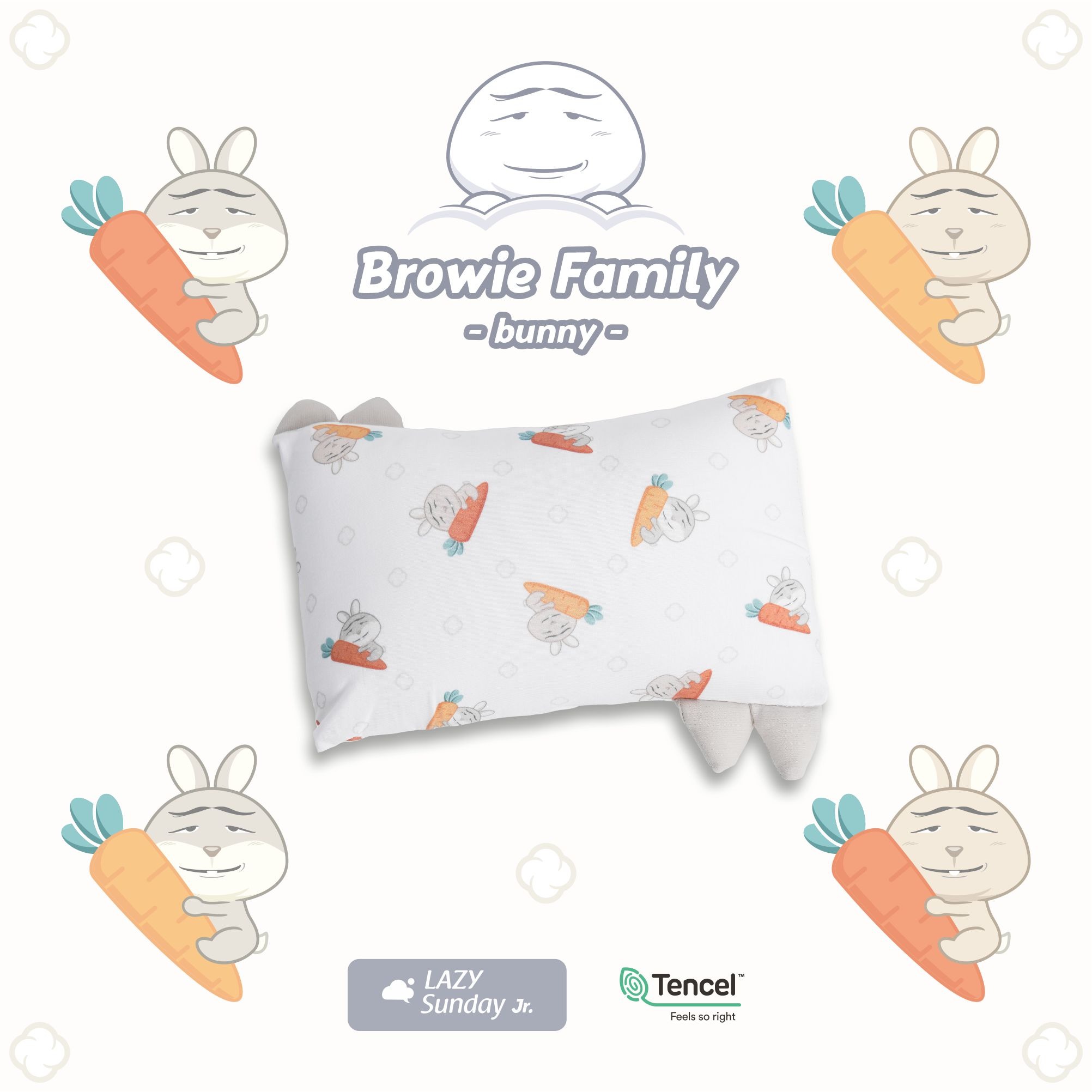 Bantal Guling Bayi / Baby Hug Pillow - Browie Family - LAZY Sunday Jr.