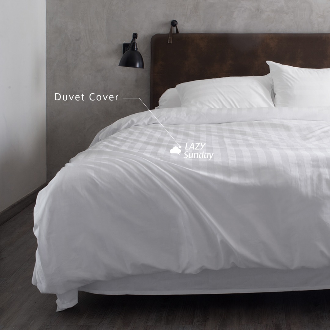 Duvet Cover / Quilt Cover - 100% Cotton Dobby Stripe / Square - LAZY Sunday - Hotel Collection