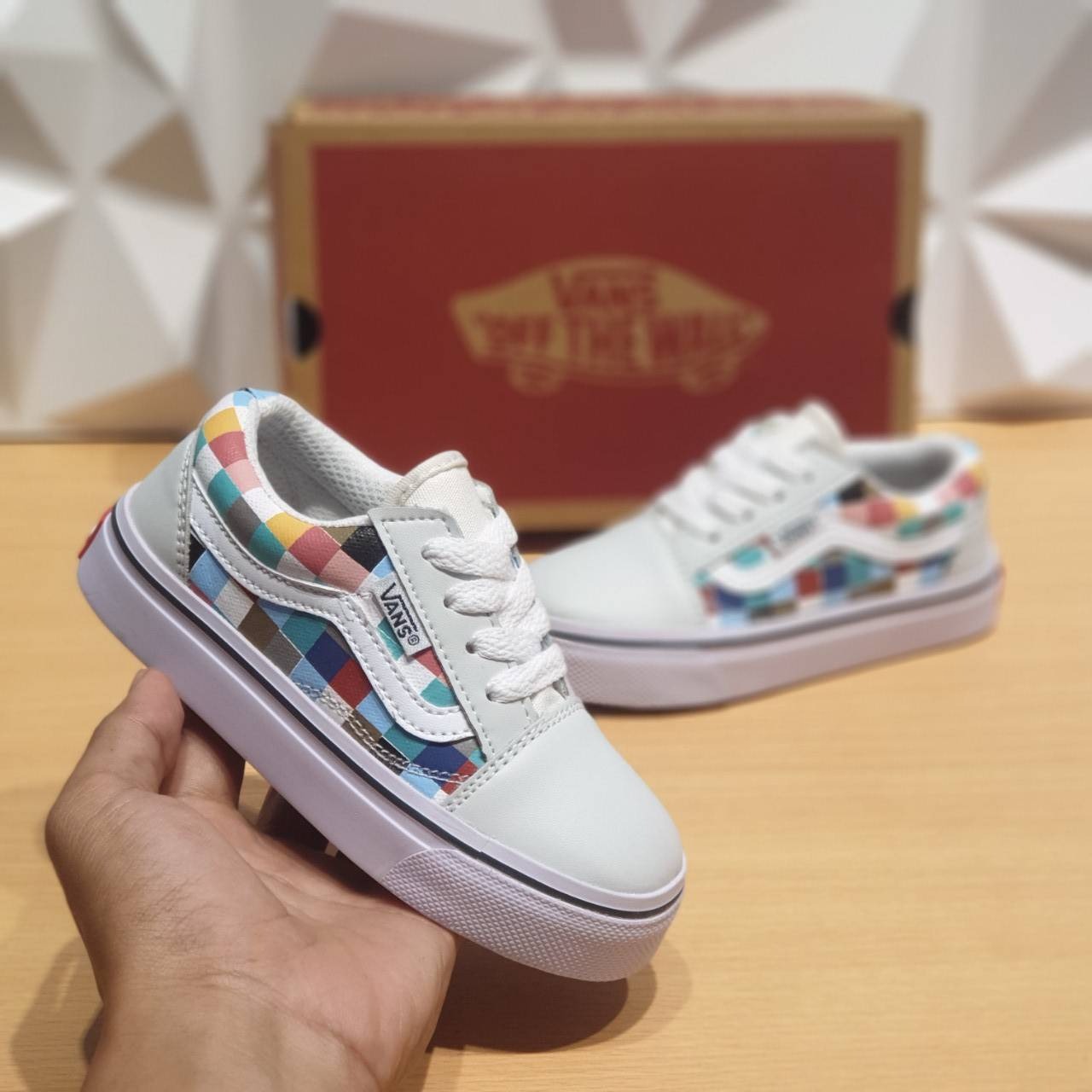 VANS KIDS OLD SKOOL WOVEN CHECKERBOARD MULTICOLOR