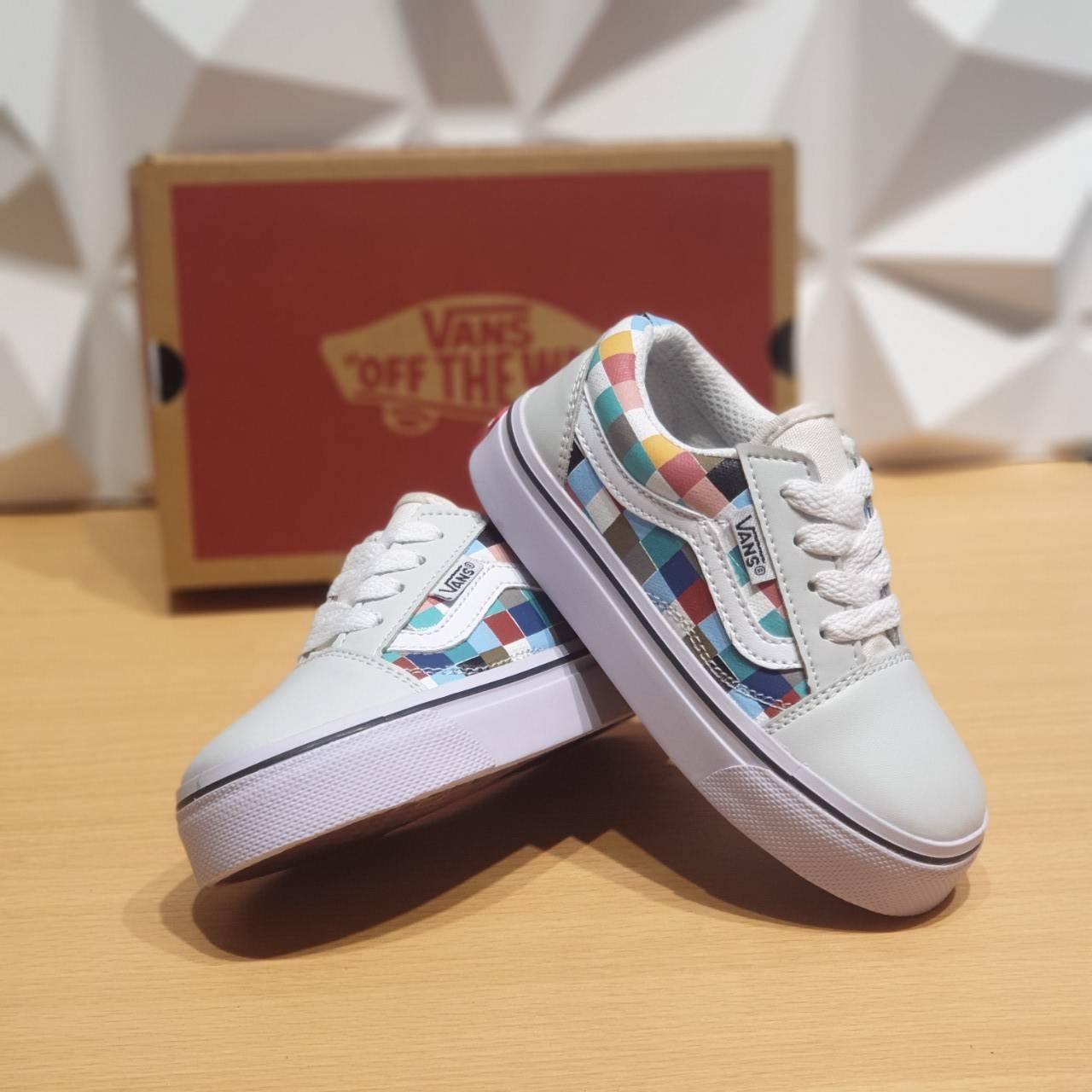 VANS KIDS OLD SKOOL WOVEN CHECKERBOARD MULTICOLOR