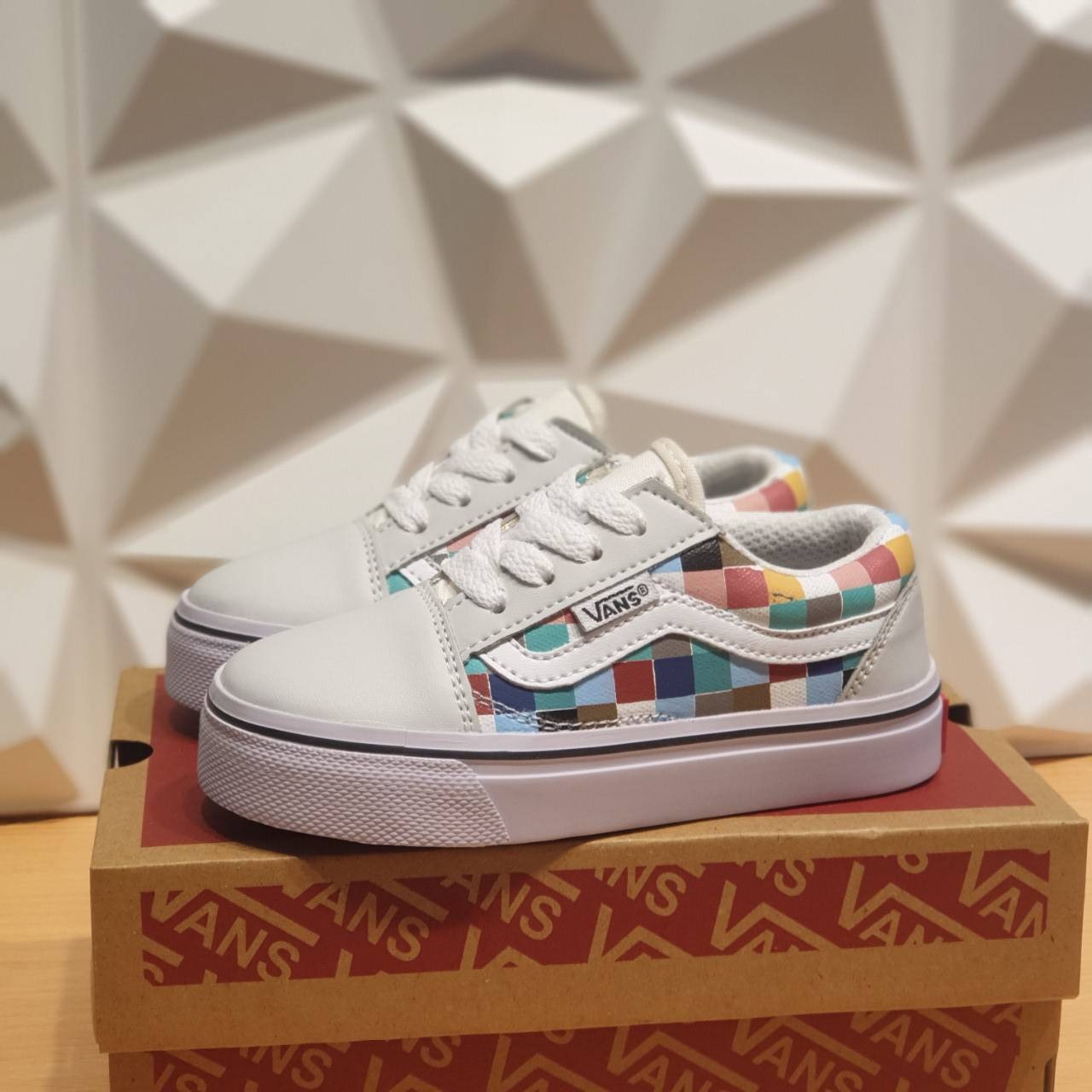 VANS KIDS OLD SKOOL WOVEN CHECKERBOARD MULTICOLOR