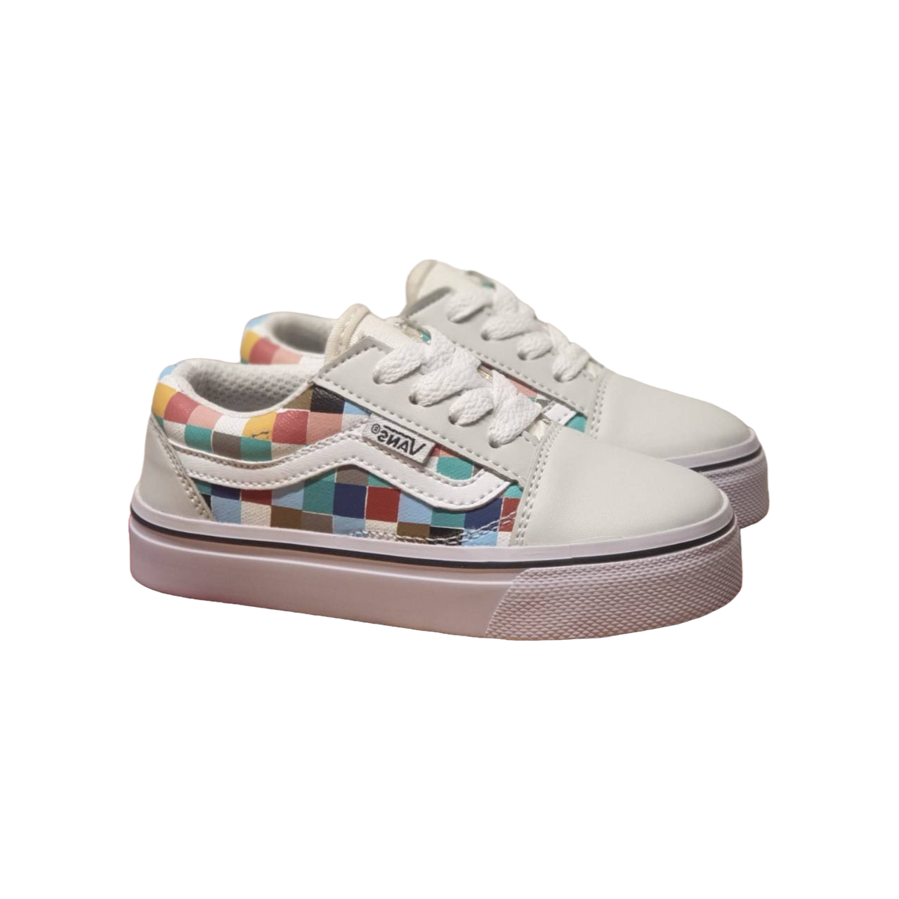 VANS KIDS OLD SKOOL WOVEN CHECKERBOARD MULTICOLOR