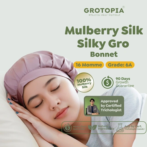 Image of Grotopia SilkyGro Bonnet Sutera Mulberry Silk Grade 6A Penutup Kepala Tidur Premium Readjustable