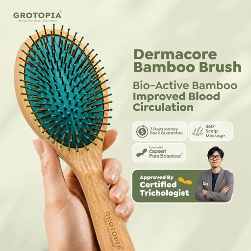 Grotopia Dermacore Bamboo Brush V2 Sisir Scalp Massager Comb Perawatan Akar Rambut Bambu Kayu