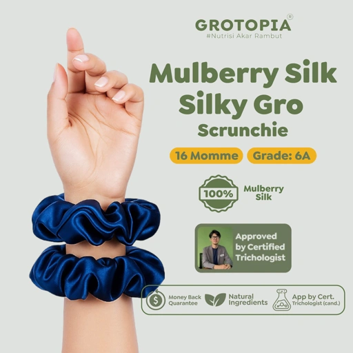 Image of Grotopia SilkyGro Scrunchie Silk Mulberry 100% Asli Sutera Premium Adjustable Ikat Rambut