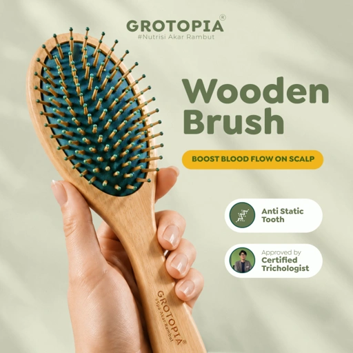 Image of Grotopia Dermacore Bamboo Brush V2 Sisir Scalp Massager Comb Perawatan Akar Rambut Bambu Kayu