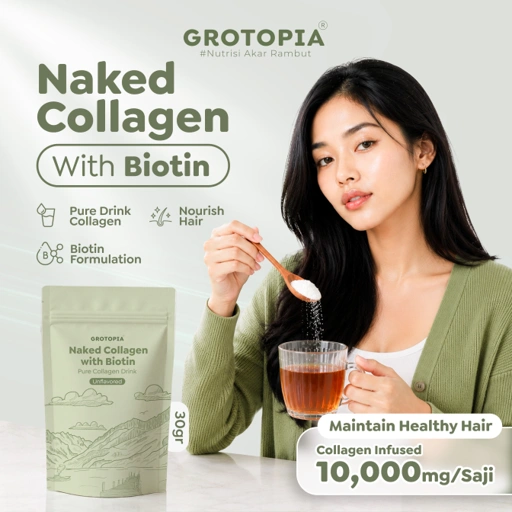 Image of GROTOPIA 30gr Naked Collagen With Biotin Pure Drink Natural Nutrisi Batang Rambut Minuman No Sugar