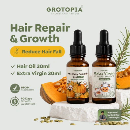 Image of Grotopia Combo Hair Growth 30ml Pumpkin Seed Gro Hair Oil & Extra Virgin Nutrisi Akar Rambut
