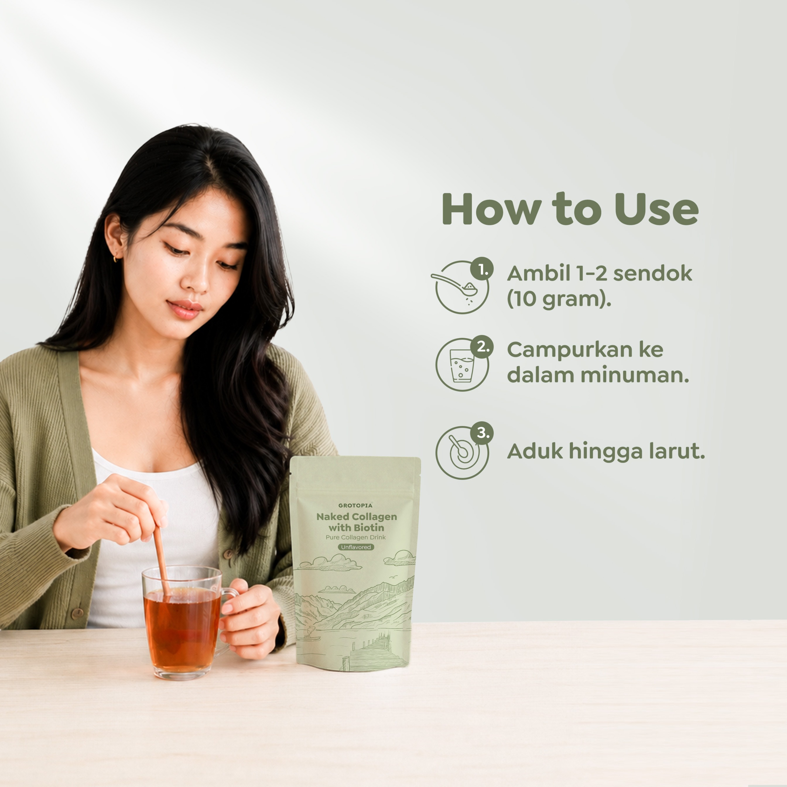 GROTOPIA 30gr Naked Collagen With Biotin Pure Drink Natural Nutrisi Batang Rambut Minuman No Sugar