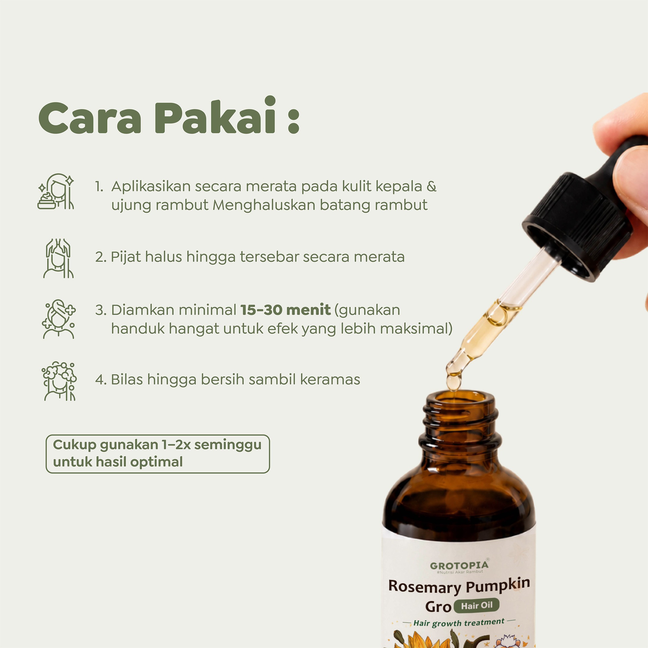 Grotopia Gro Pumpkin Seed Rosemary Oil Hair Oil Natural Akar Rambut Growth Anti Rontok