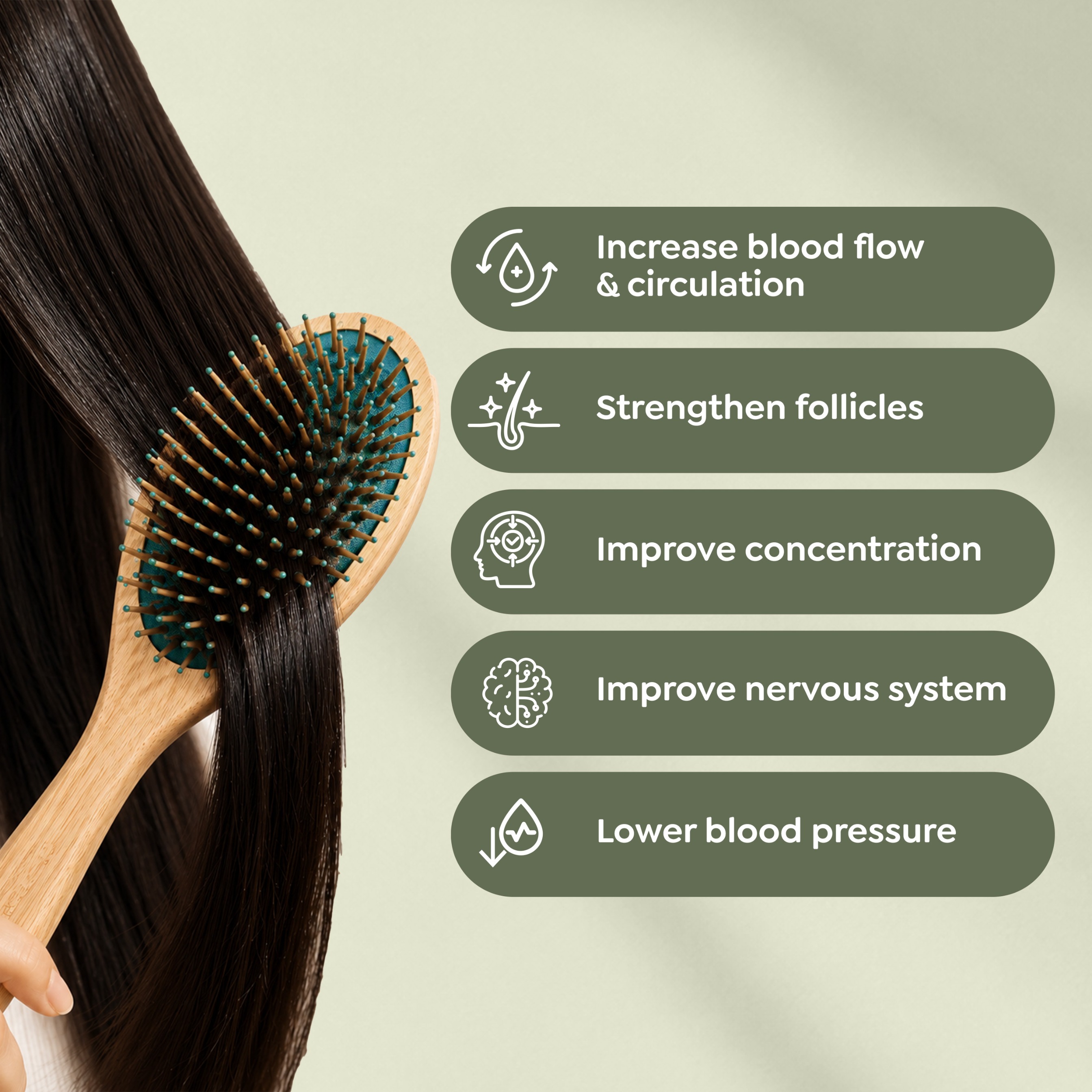 Grotopia Dermacore Bamboo Brush V2 Sisir Scalp Massager Comb Perawatan Akar Rambut Bambu Kayu