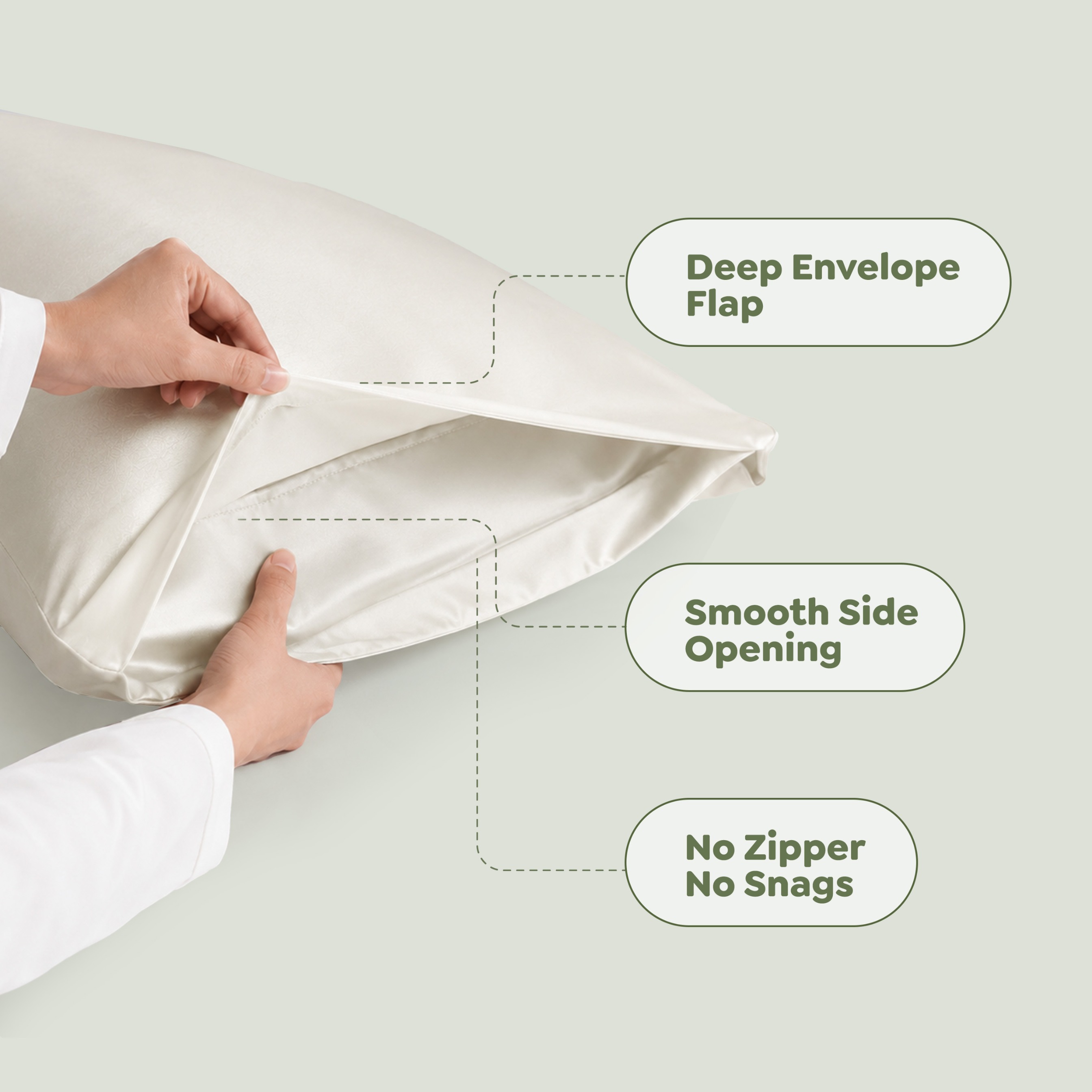 Grotopia SlikyGro Pillow Case Heavyweight 40 Momme 74x48cm 100% Mulberry Silk Grade 6A Warna Pearln