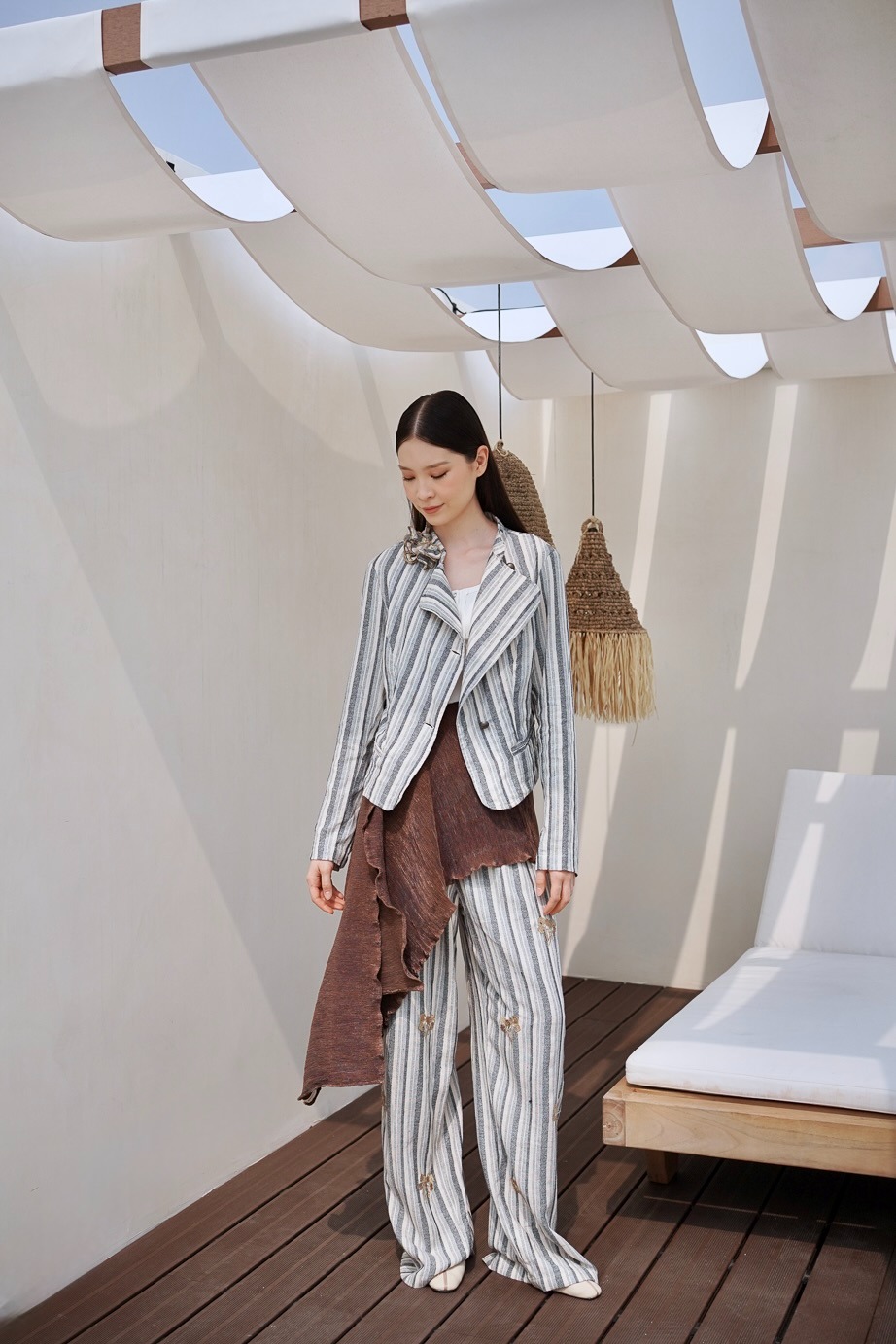 Stripe Embroidery Pants
