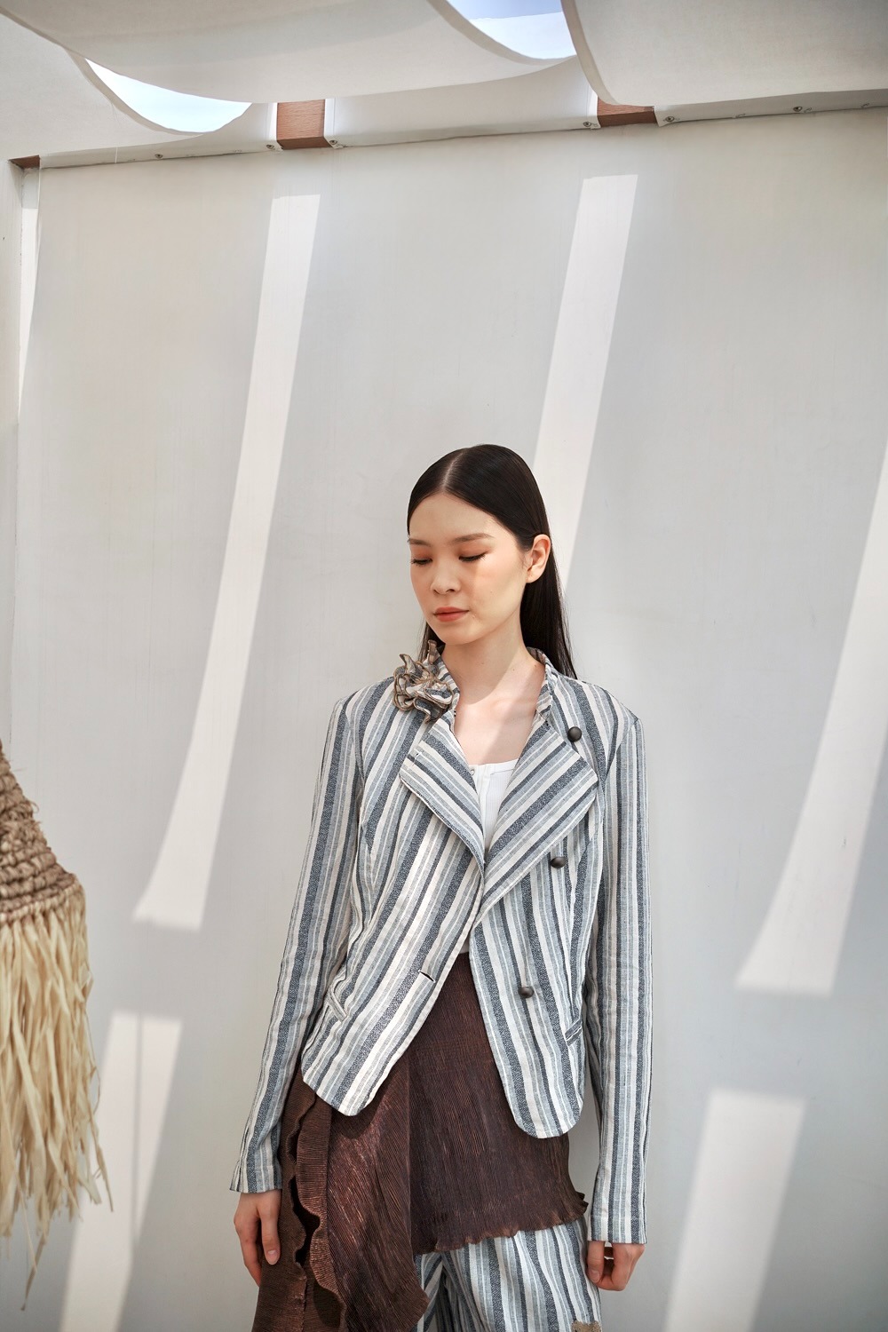 Stripe Embroidery Blazer