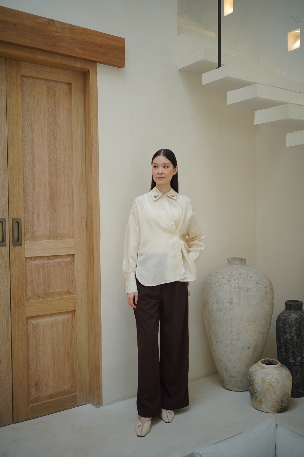 Embroidered Linen Top