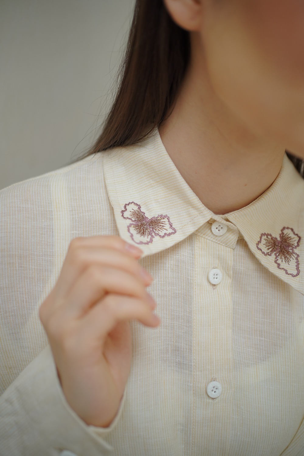 Embroidered Linen Top
