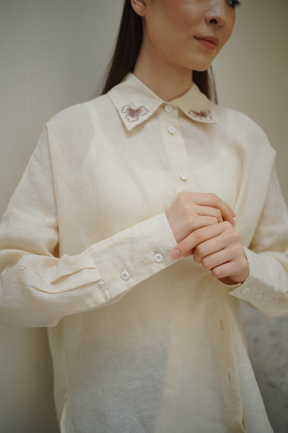 Embroidered Linen Top