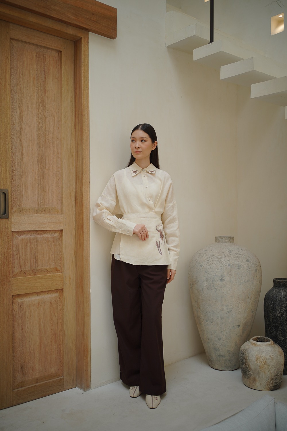 Embroidered Linen Top