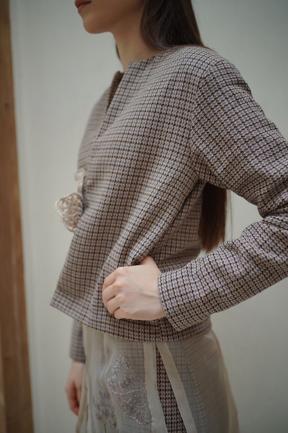 Embroidered Plaid Jacket