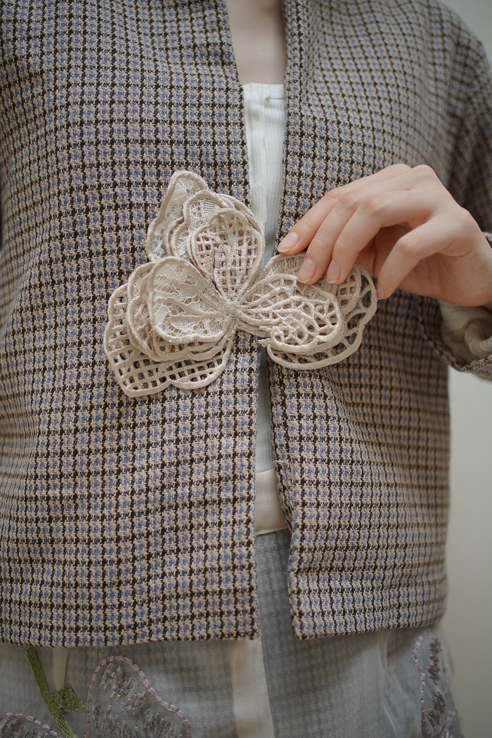 Embroidered Plaid Jacket