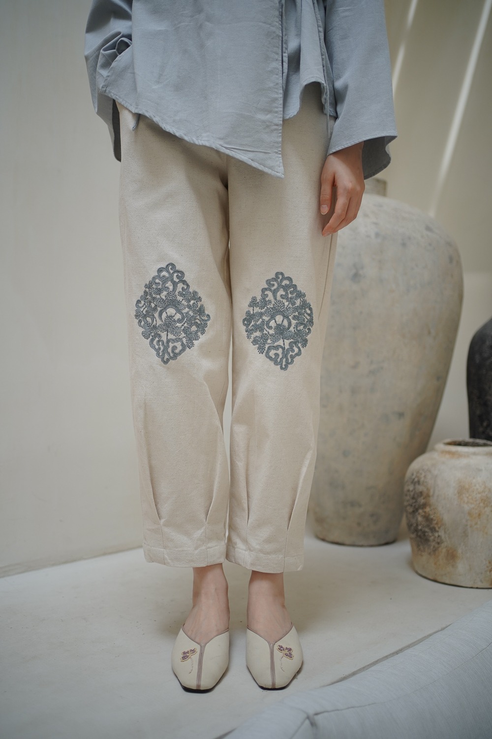 Linen Barrel Pants