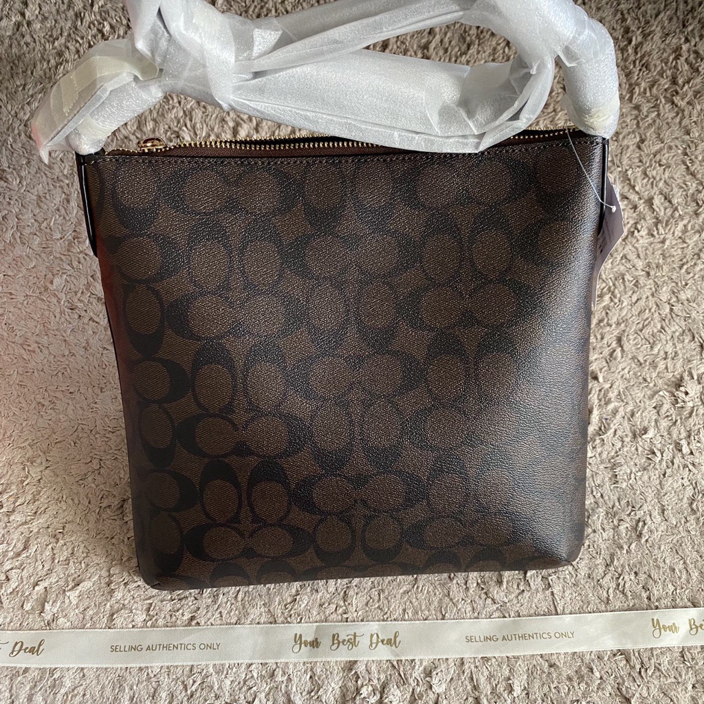 Coach Signature Rowan File Bag Brown Black