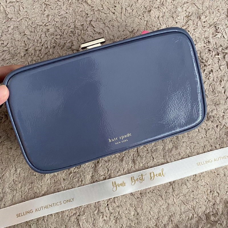 Kate Spade Tonight Crinkle Patent Clutch Crossbody BassBlue