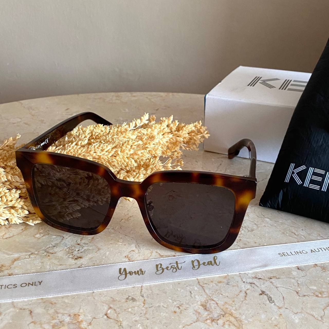 Kenzo Square Ladies Sunglasses Havana