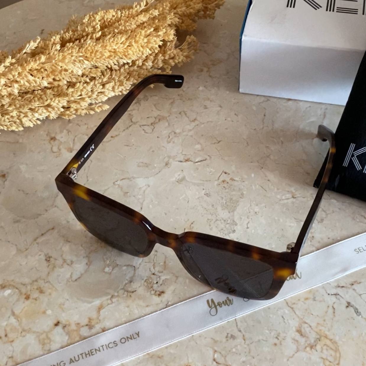 Kenzo Square Ladies Sunglasses Havana