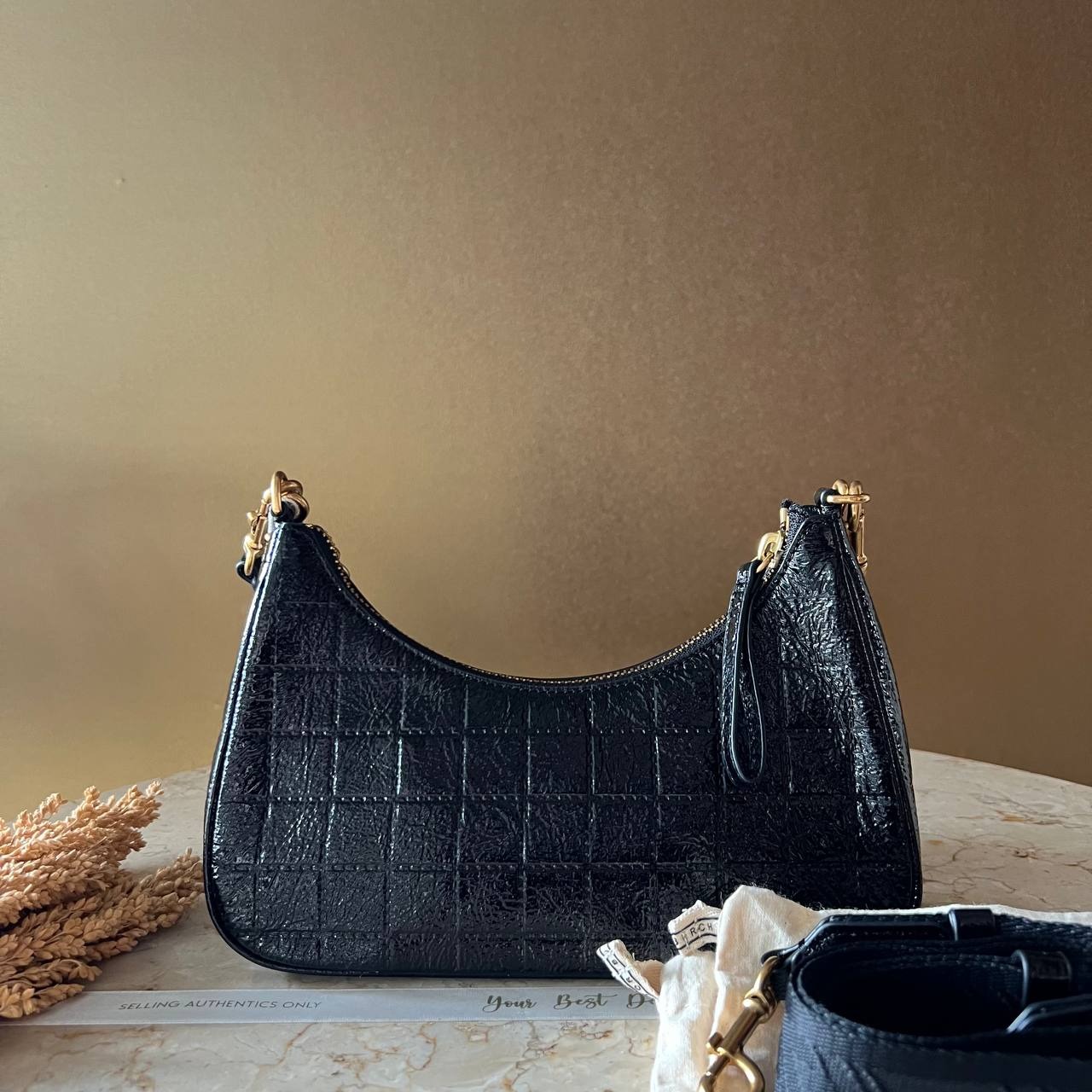 Tory Burch Mercer Patent Quilt Small Shoulder Bag