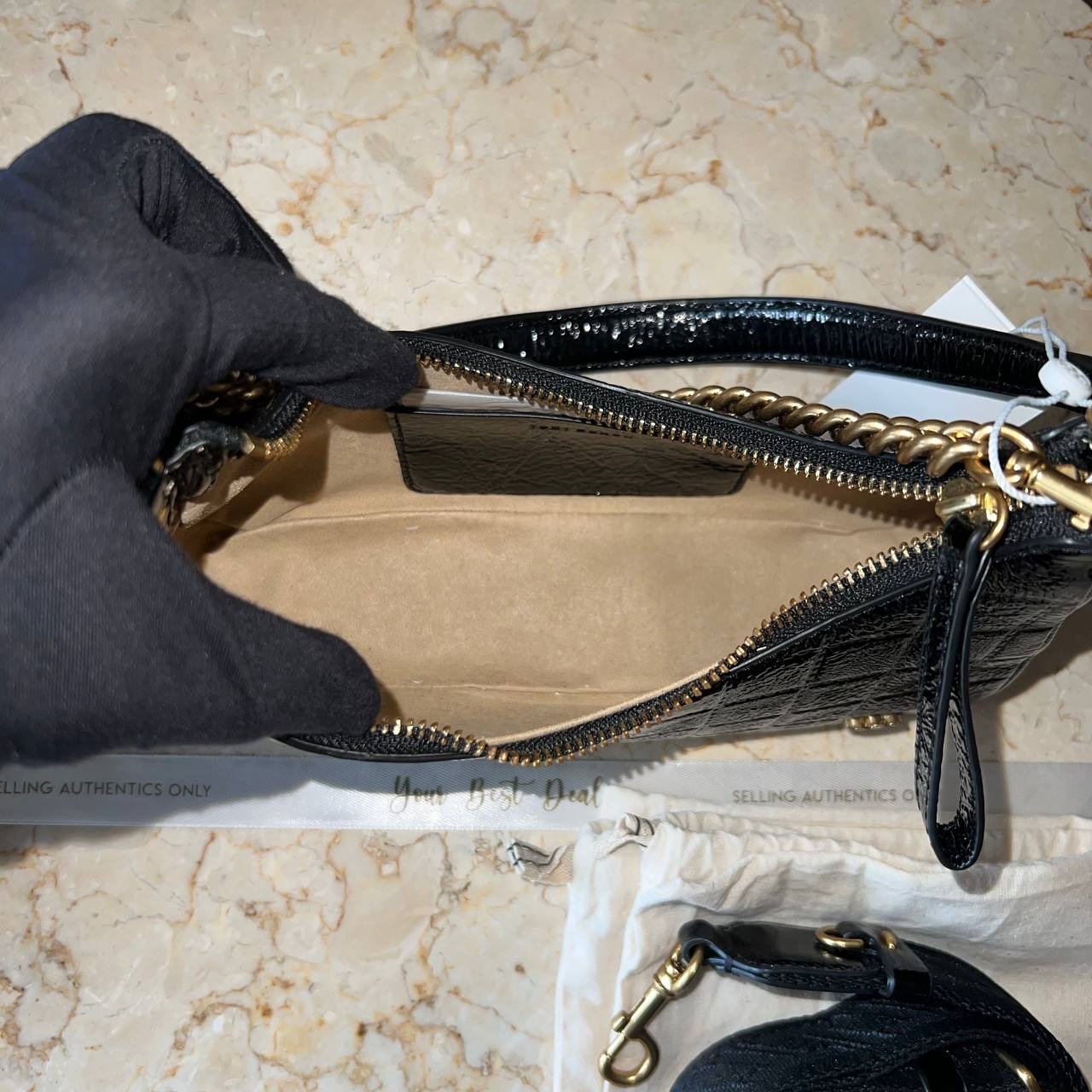 Tory Burch Mercer Patent Quilt Small Shoulder Bag
