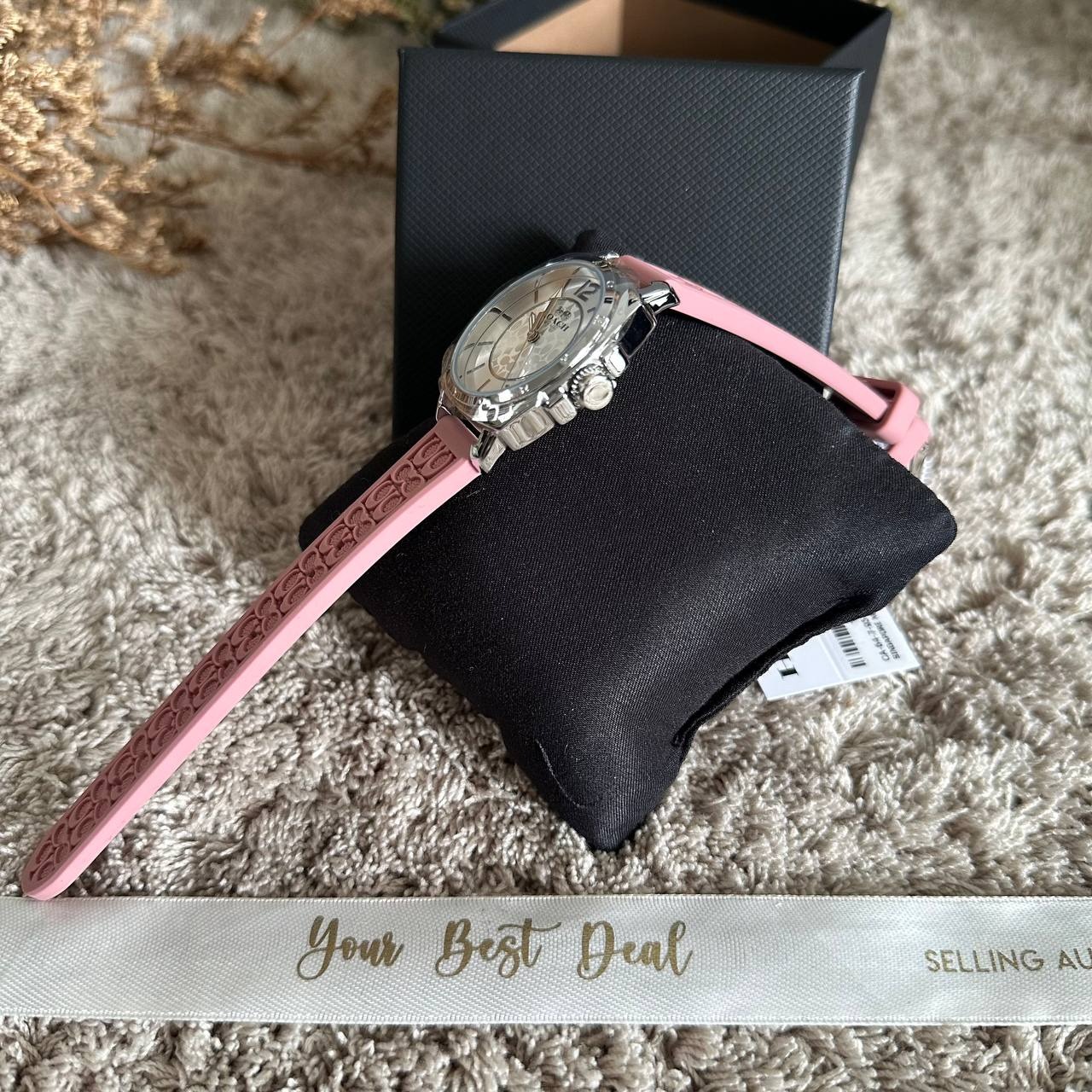 Coach Signature Embossed Boyfriend Ruber Watch Pink