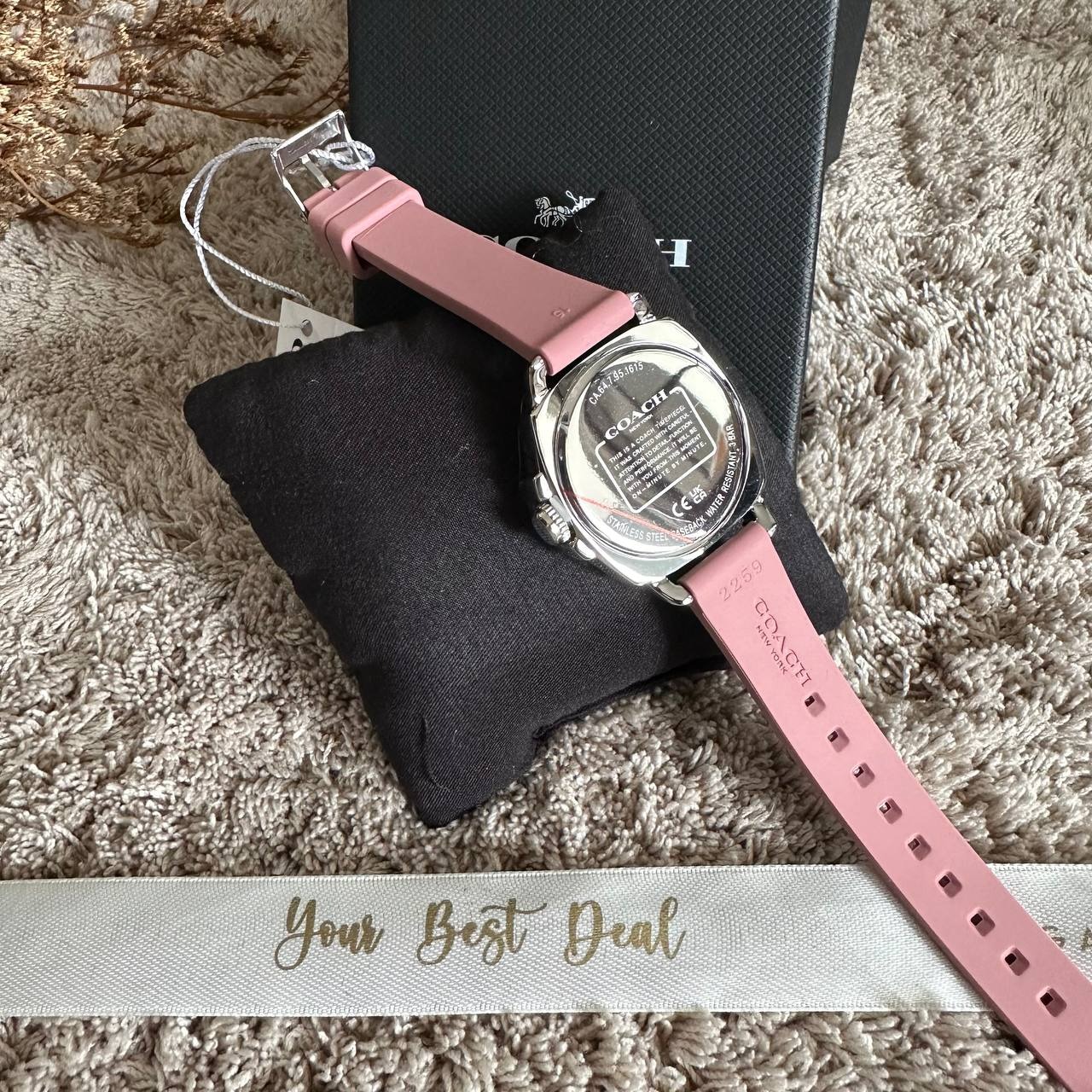 Coach Signature Embossed Boyfriend Ruber Watch Pink