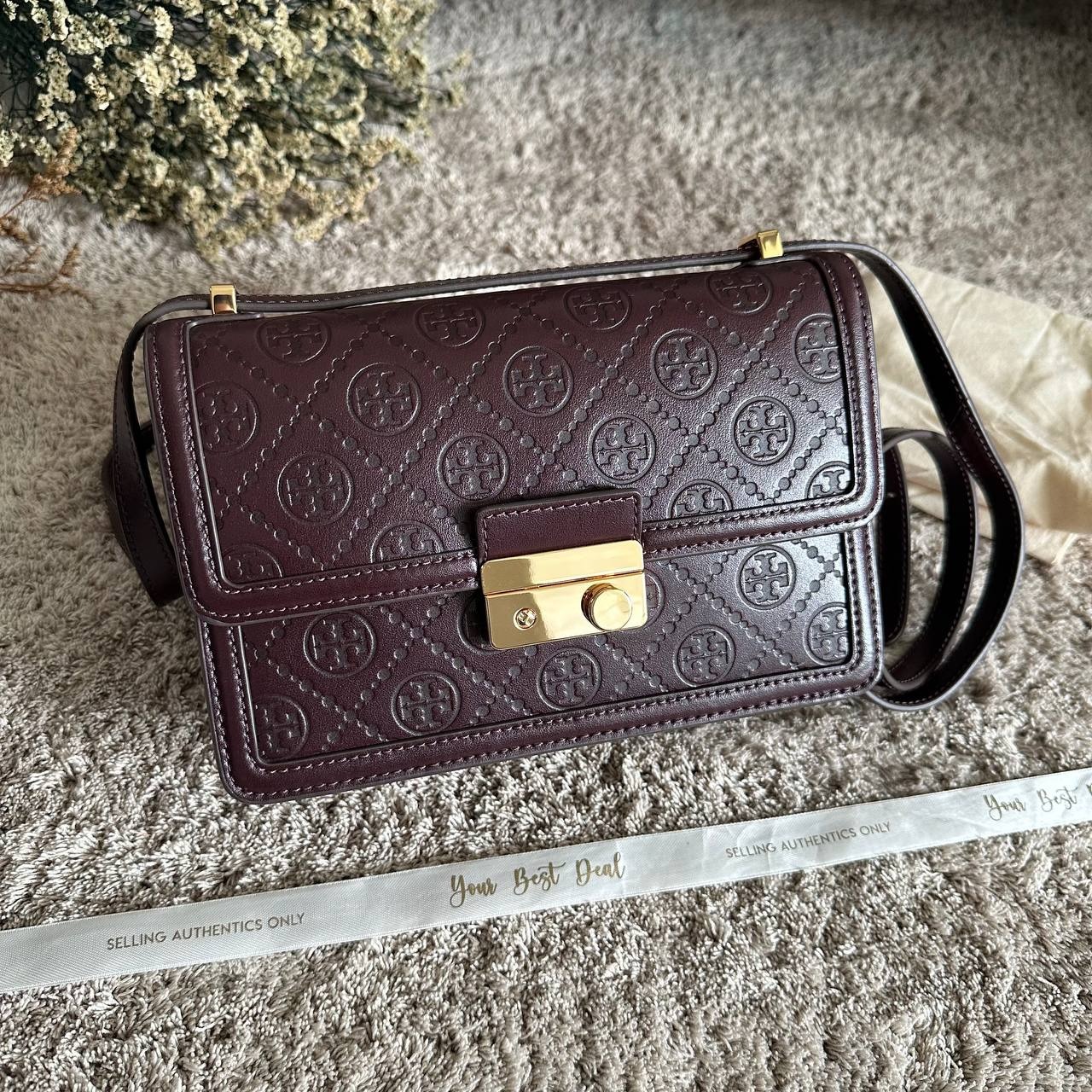 Tory Burch Monogram Leather Shoulder Bag 