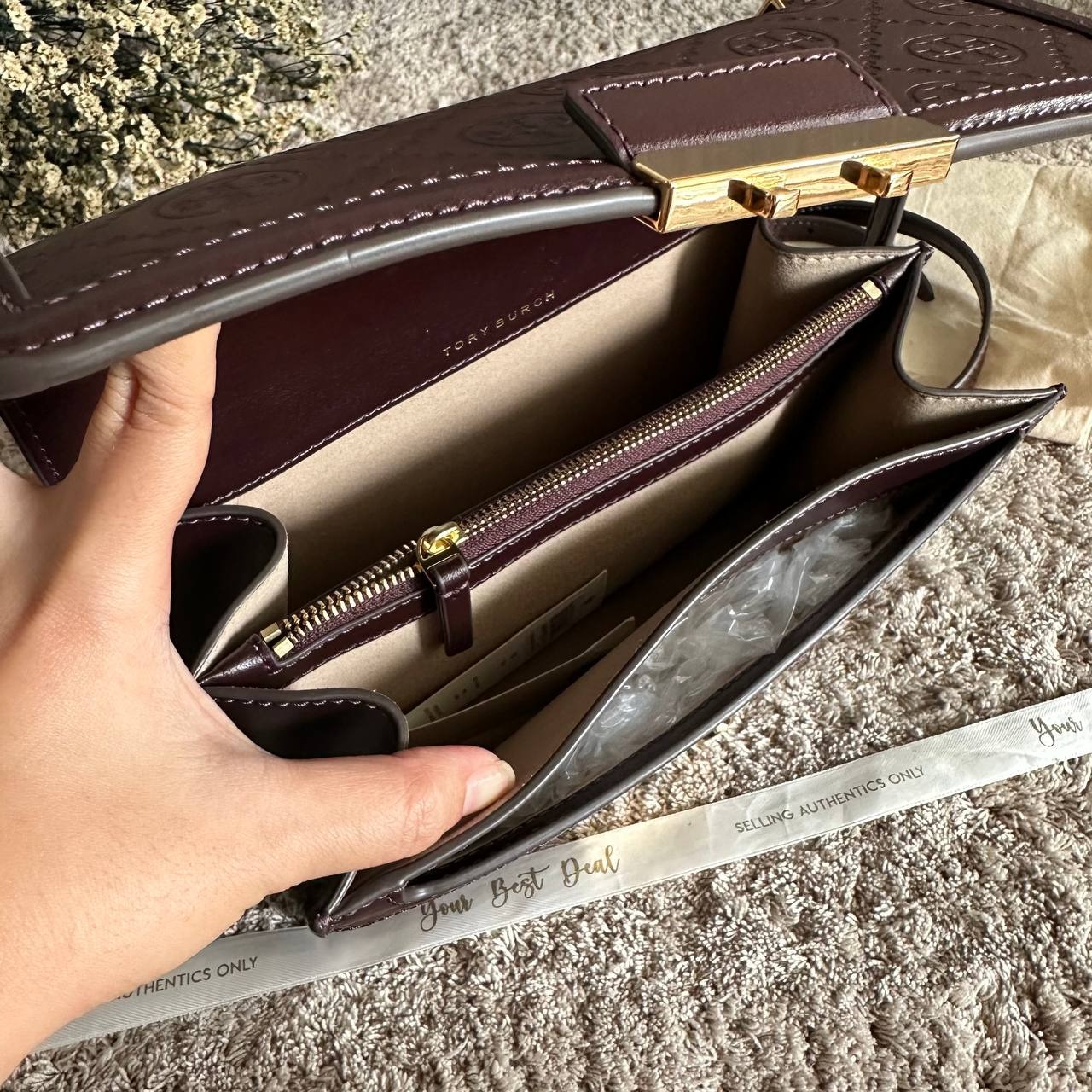 Tory Burch Monogram Leather Shoulder Bag 