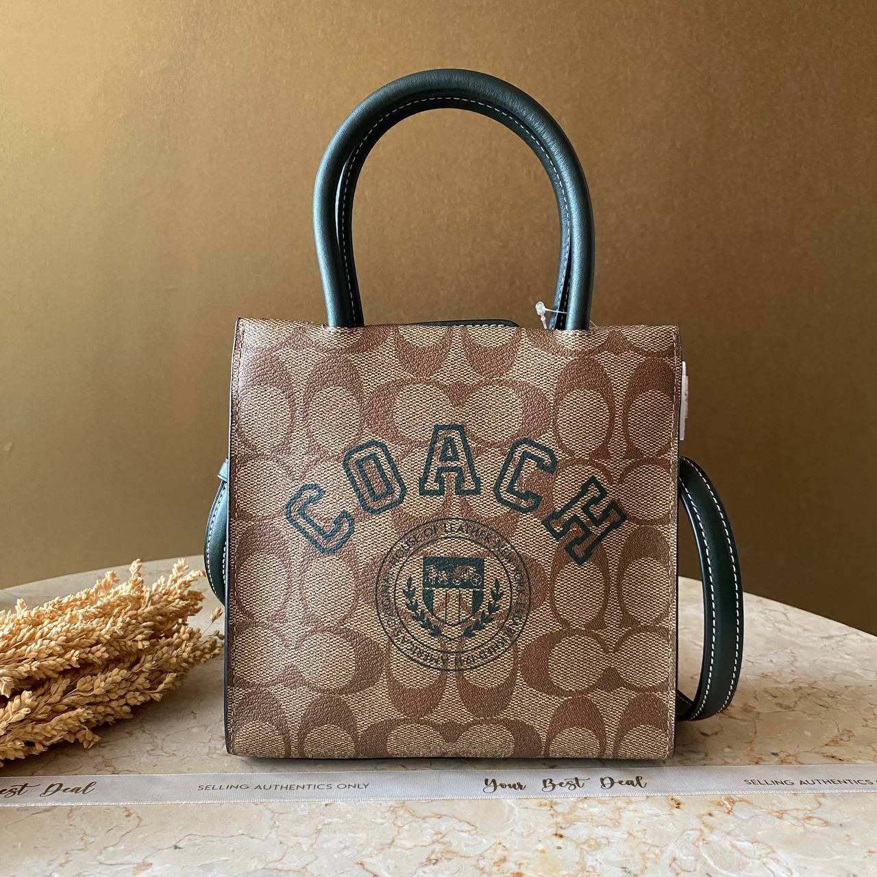 Coach Sig Varsity Mini Cally Crossbody Khaki/Amazon Green 