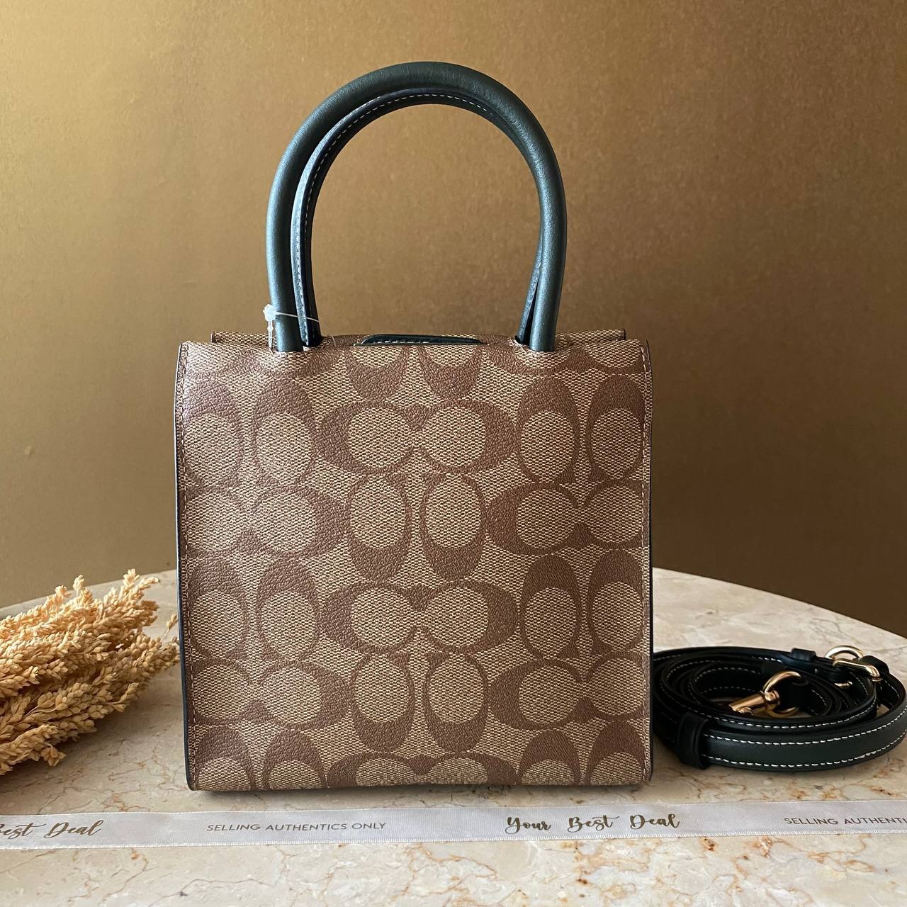 Coach Sig Varsity Mini Cally Crossbody Khaki/Amazon Green 