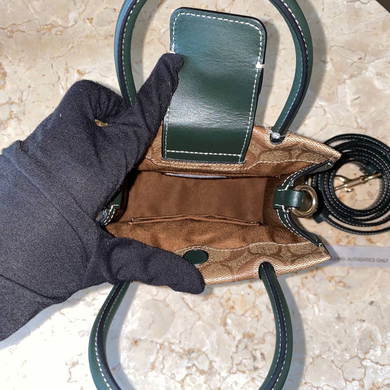 Coach Sig Varsity Mini Cally Crossbody Khaki/Amazon Green 