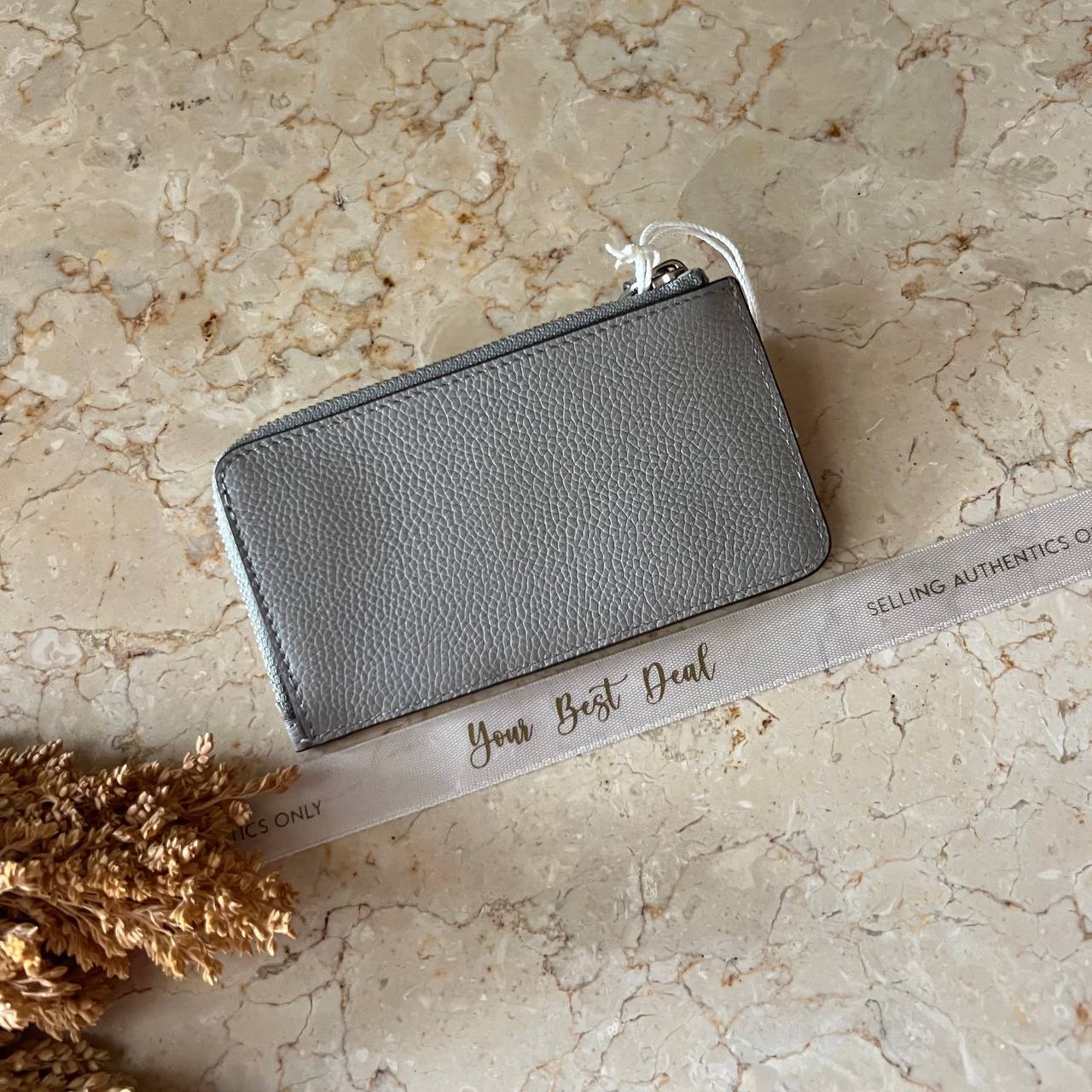 Tory Burch Robinson Pebbled Zip Card Case