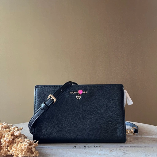 Image of Michael Kors Valerie Medium Pable Leather Crossbody Black