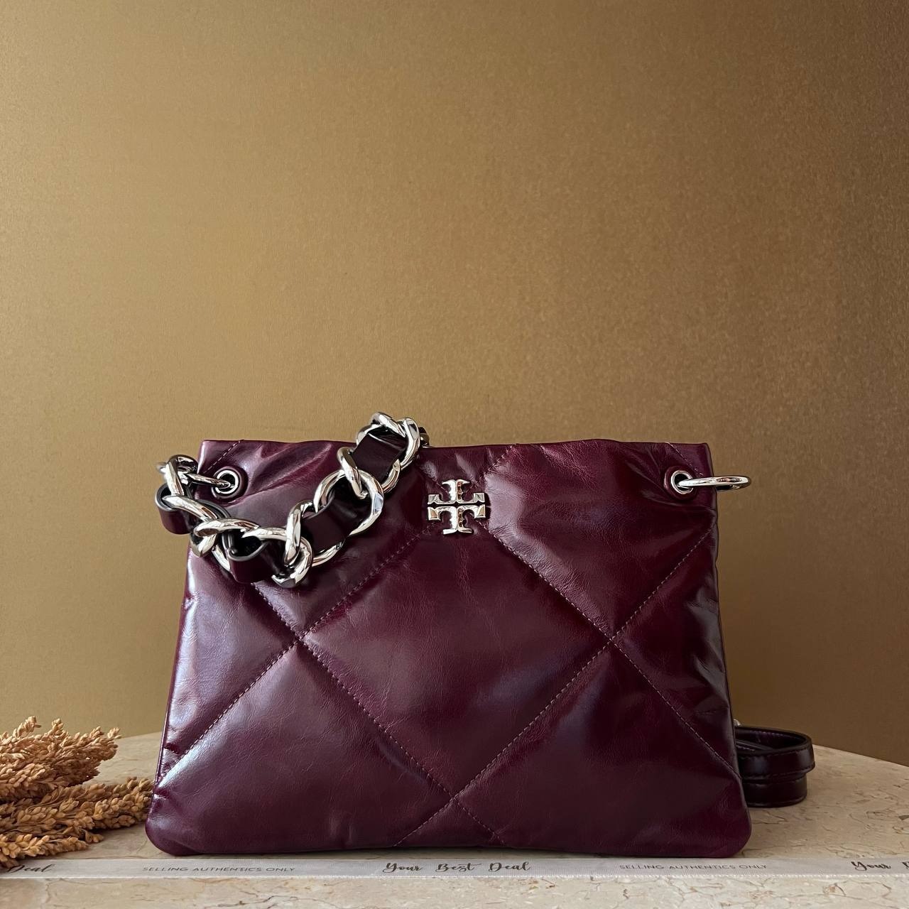 Tory Burch Kira Diamond Quilt Distressed Shoulder Bag