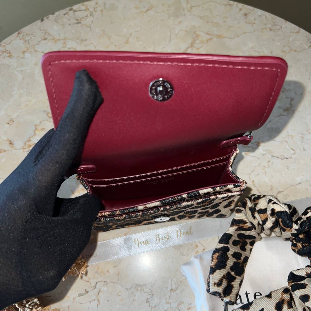 Kate Spade Natasha Downtown Leopard Scrunch Strap Mini Bag